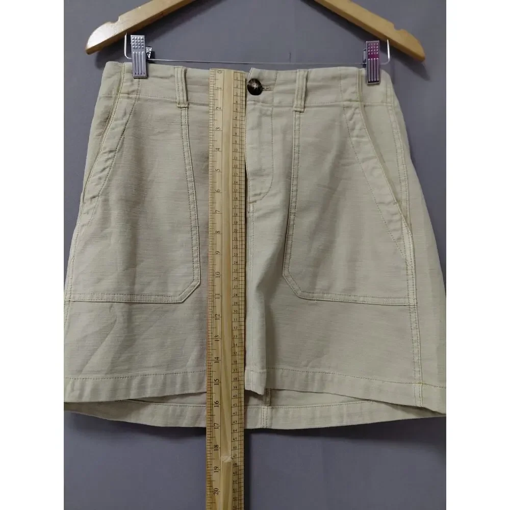 NWT Faherty Aurelia Beige Stretch Utility Pocket Mini Skirt Women Size 6